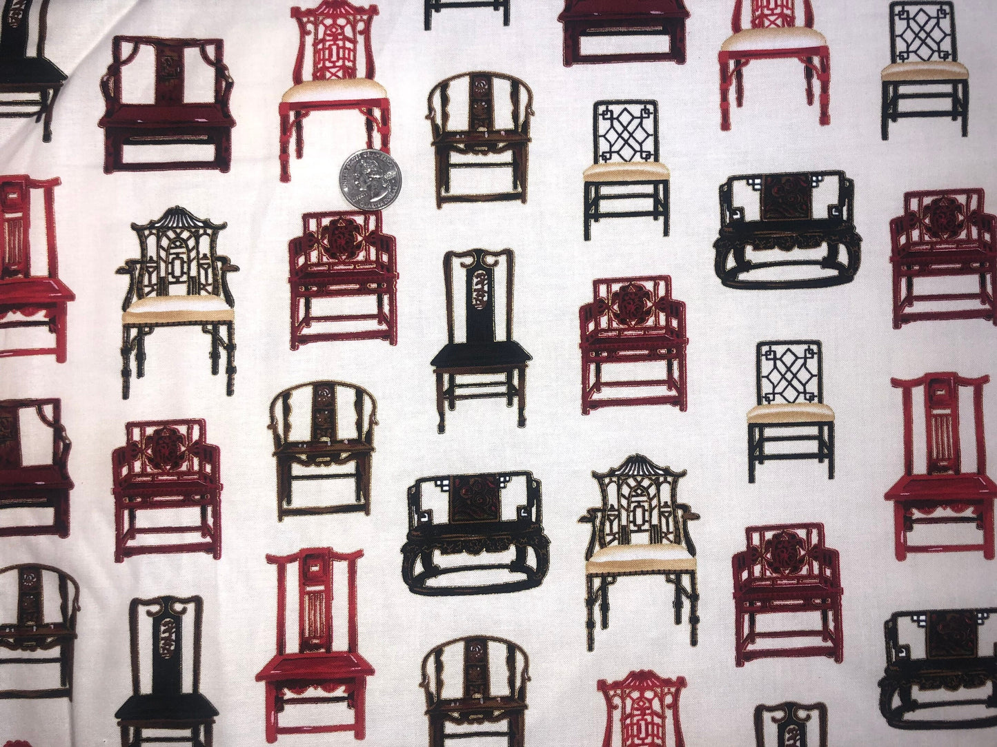 Chairs all over 14825-200 - Asian Traditions from Robert Kaufman Cotton Fabrics