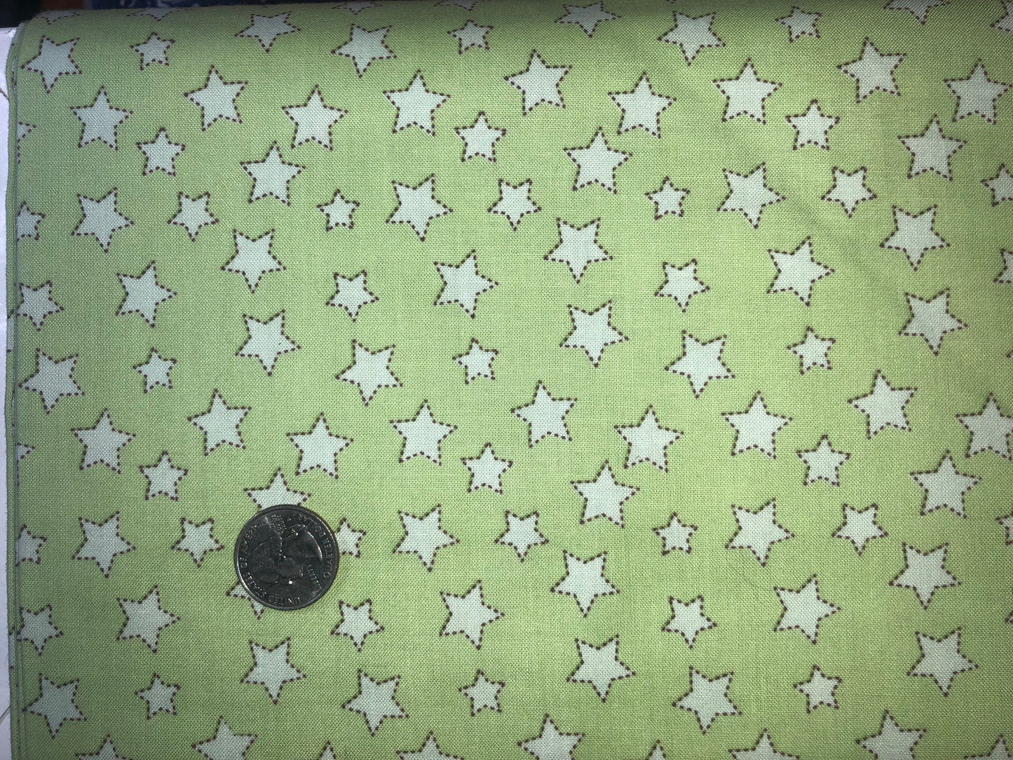 White Stars on Green 1566-66 from Farmyard Friends for Studio E Cotton Fabric