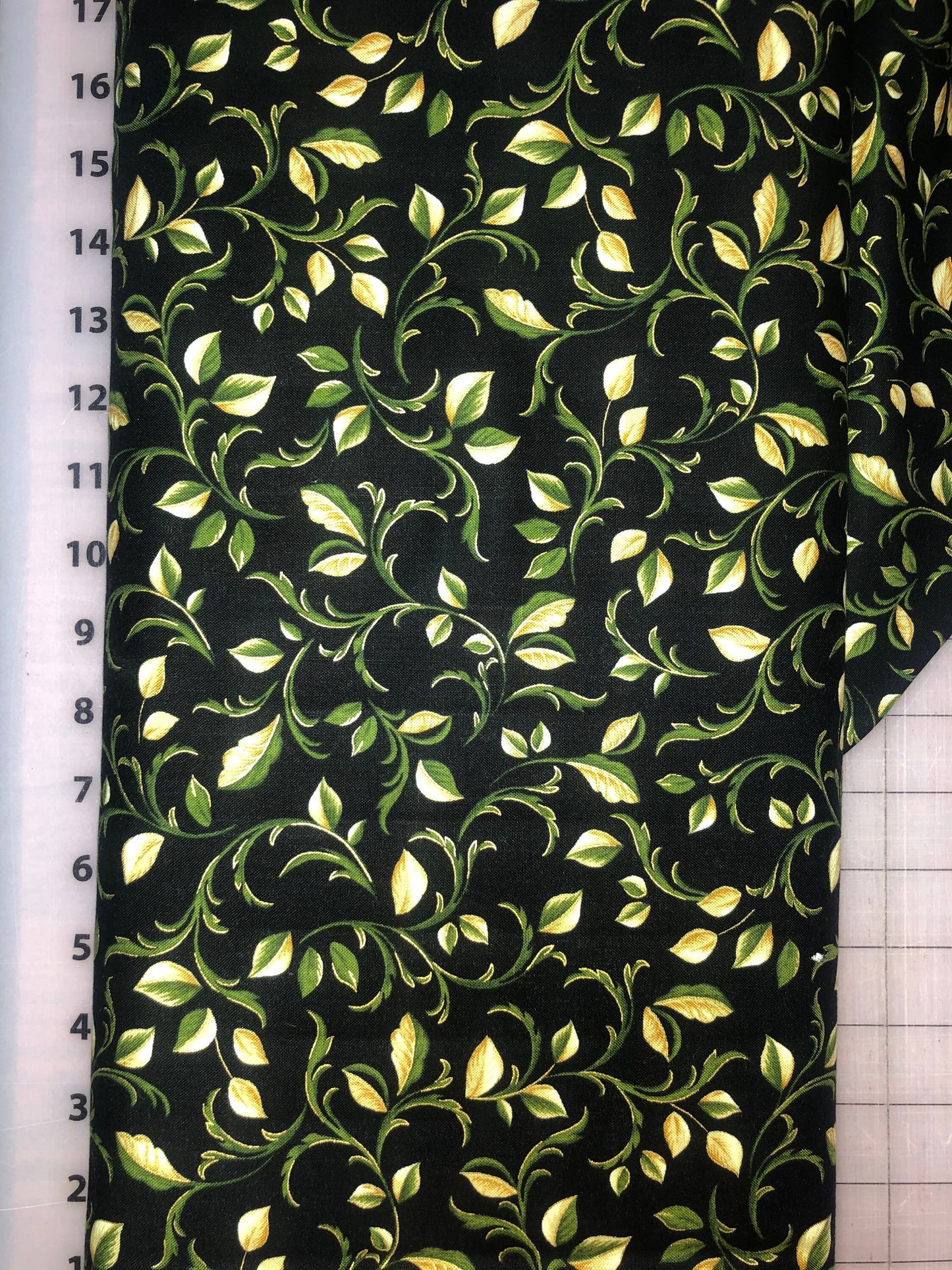 Metallic Leaves on Black 8290M-12 From Carmen designed by Maria Kalinowski for Kanvas Studios - Cotton Fabric