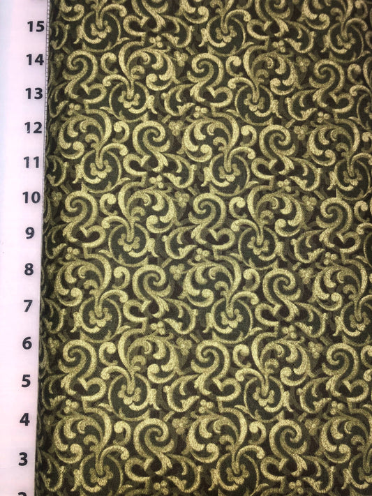 Green Scroll 8288-44 From Carmen designed by Maria Kalinowski for Kanvas Studios - Cotton Fabric