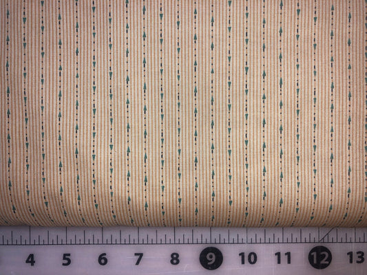 1 1/3 yard precut - Tan Stripe 422-40 - Wear Warm Clothes by Country Threads for Benartex Inc. Cotton Fabric