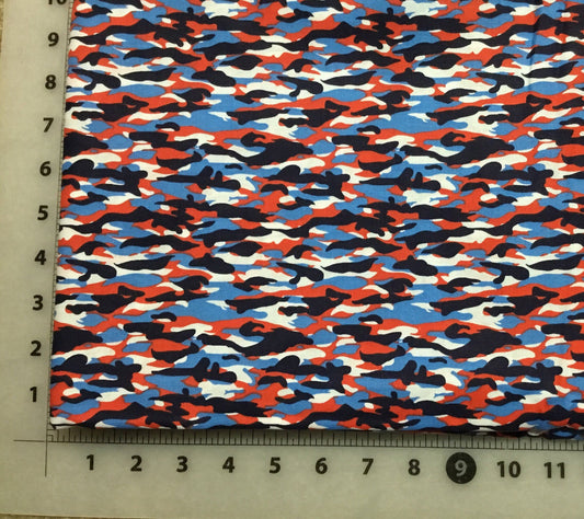 Red White and Blue Camouflaged Patriotic Cotton Fabric from Checker Fabrics