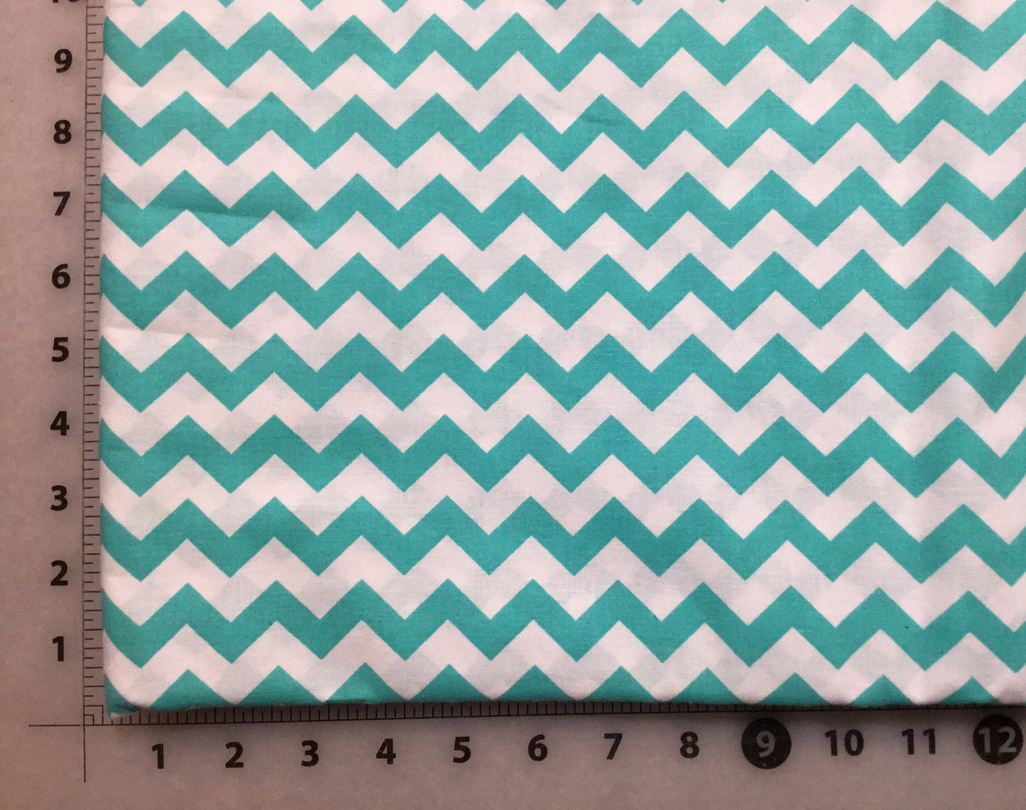 Teal and White Chevron Cotton fabric from Checker Fabrics