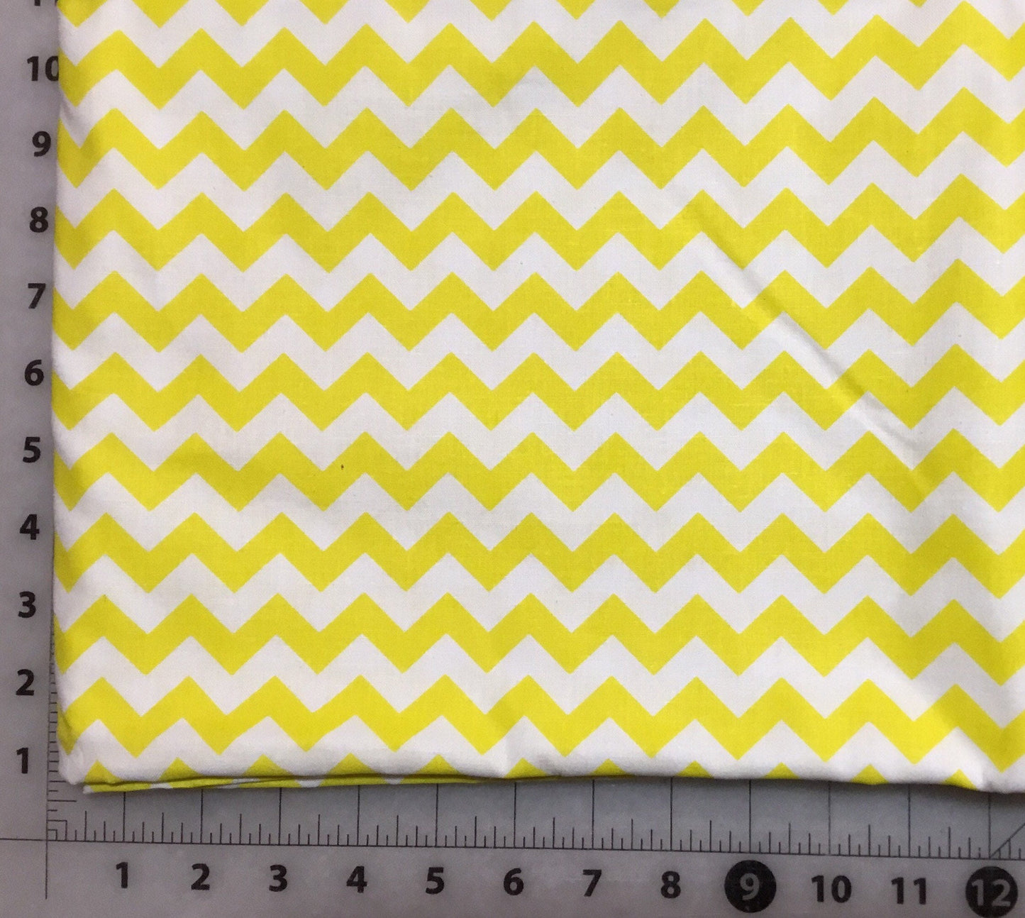 Yellow and White Chevron Cotton fabric from Checker Fabrics