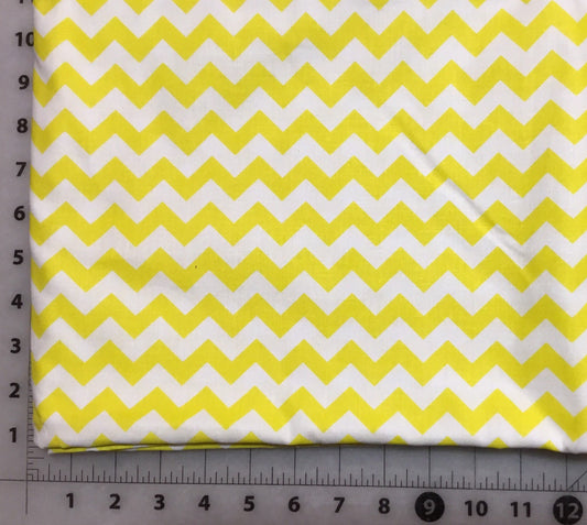 Yellow and White Chevron Cotton fabric from Checker Fabrics