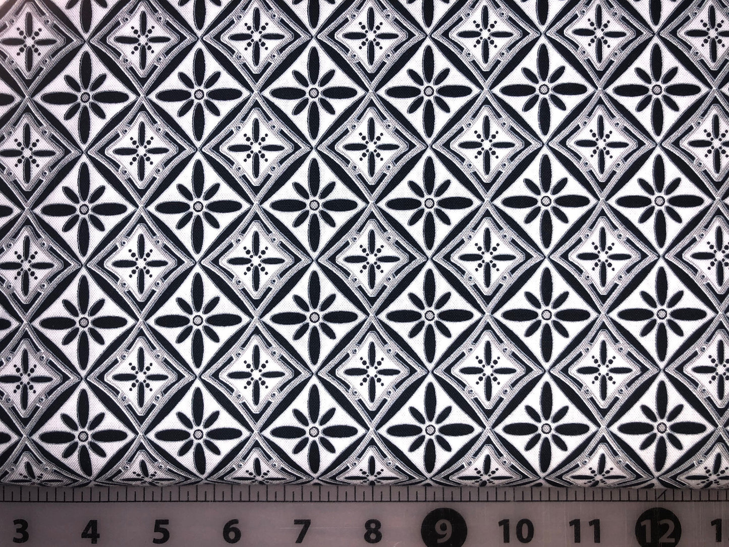 Black and White Tile  8108-90 Black, White & Currant 5 from Henry Glass and Co. Cotton Fabric