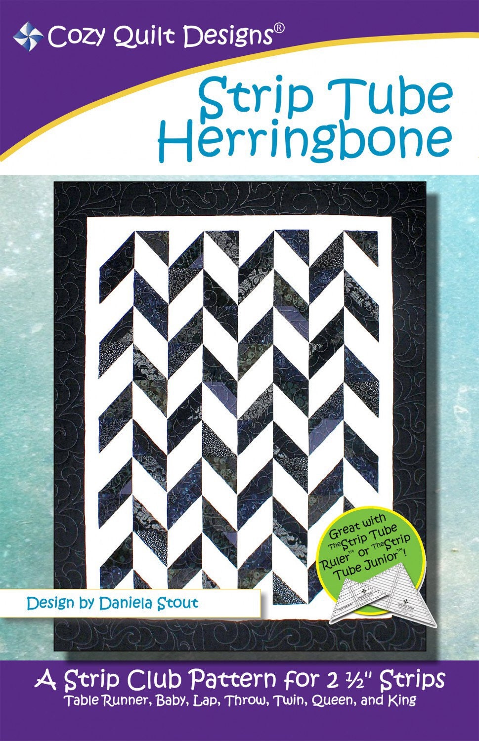 Strip Club - Strip Tube Herringbone CQD01122 Quilt Pattern from Cozy Quilt Designs By Stout, Daniela- PAPER PATTERN