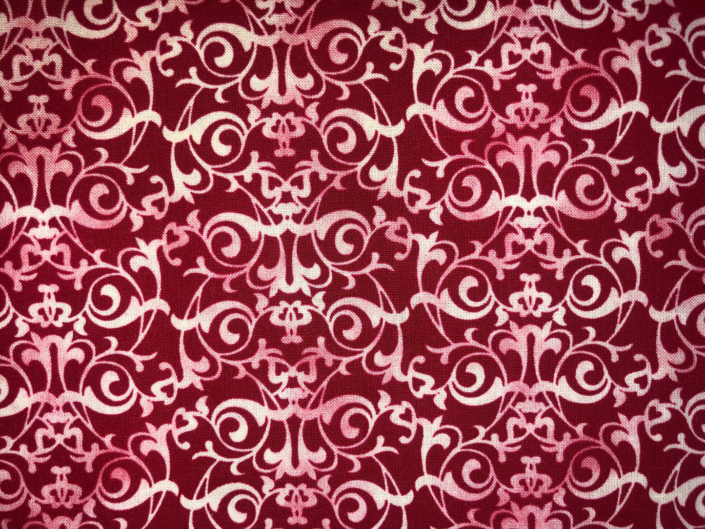 Red Scroll Print 9229-88 from Love In Bloom by Fresh Designs for Henry Glass and Co. Cotton Fabric