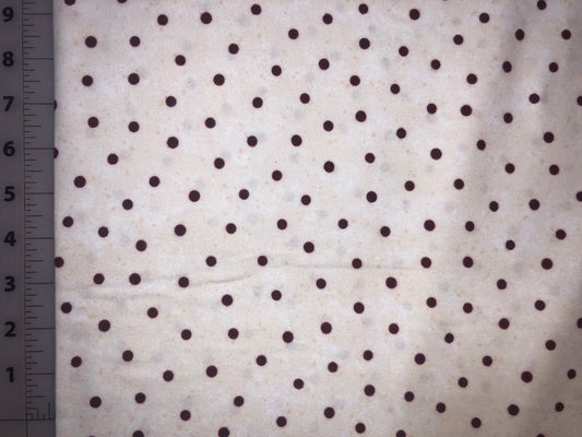 1083-4 Maroon Polka Dots on Cream- Let It Snow Flannel by Pearl Louise Designs for Troy Riverwoods Collection Fabric by the Yard