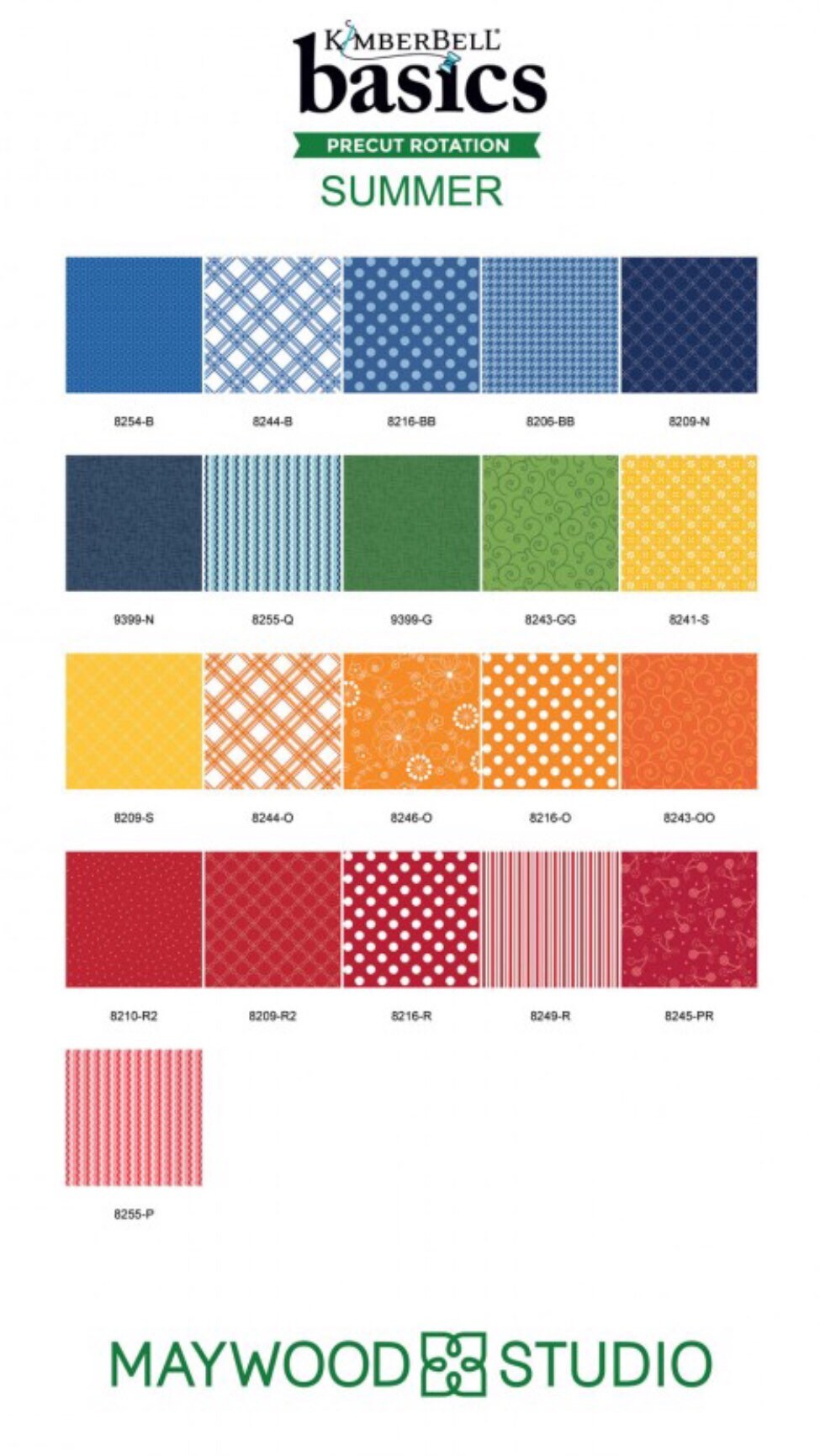 Kim's Picks - Summer 10in Squares, 42pcs/bundle by Kimberbell Designs for Maywood Studios Cotton Fabric