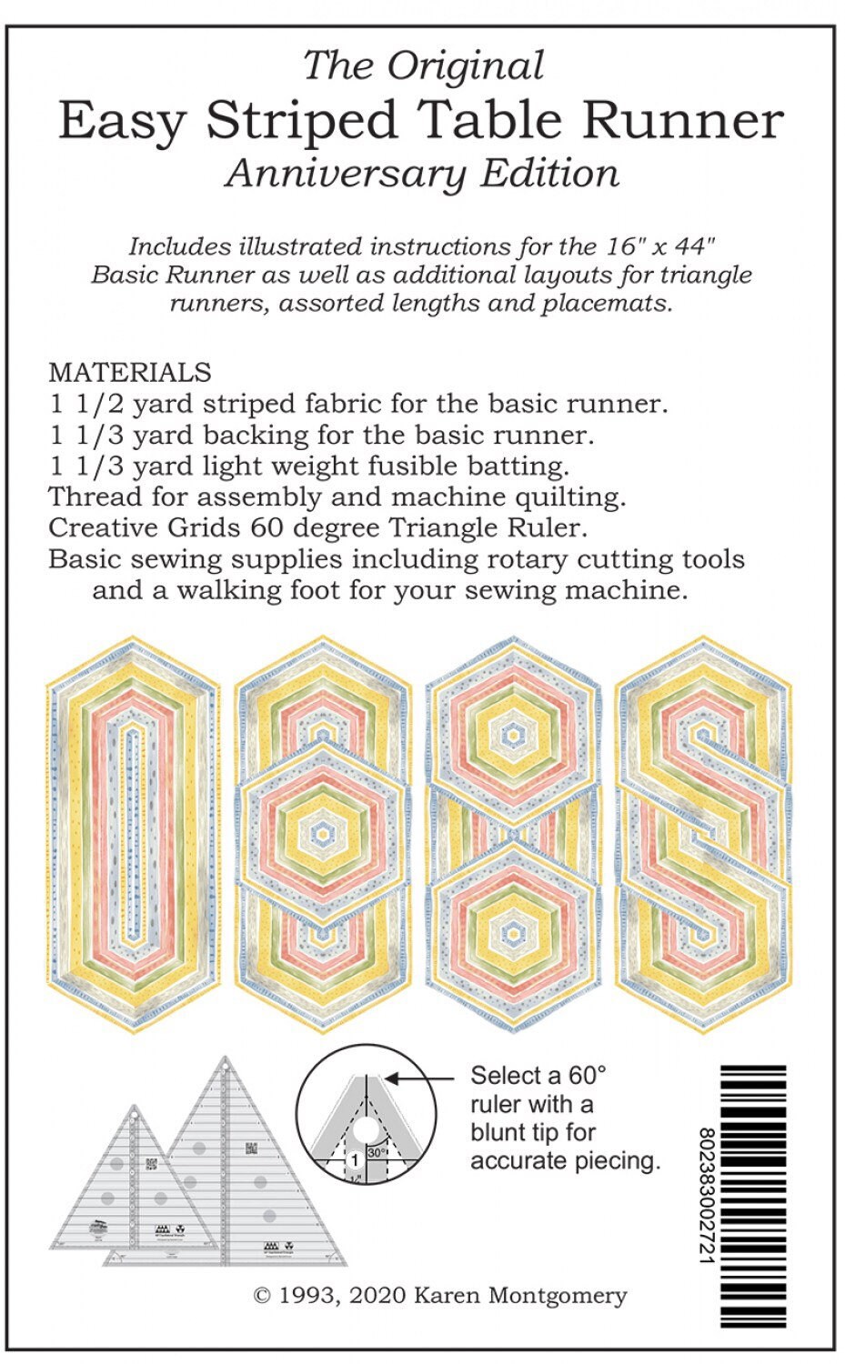 Easy Striped Table Runner Quilt Pattern by The Quilt Company PAPER PATTERN