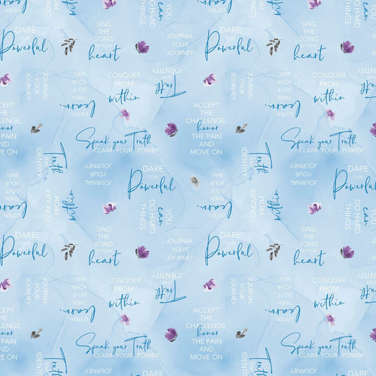 Words Allover Blue 13405-414 - Awakenings by Stephanie Ryan Collection from Wilmington Prints Cotton Fabric