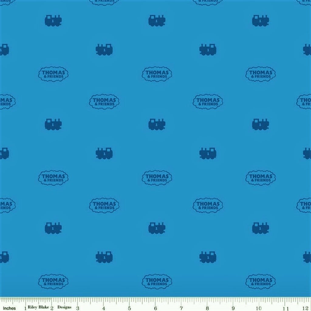 Thomas & Friends All Aboard - Silhouette on Blue by Riley Blake Designs Cotton Fabric C11005R-BLUE