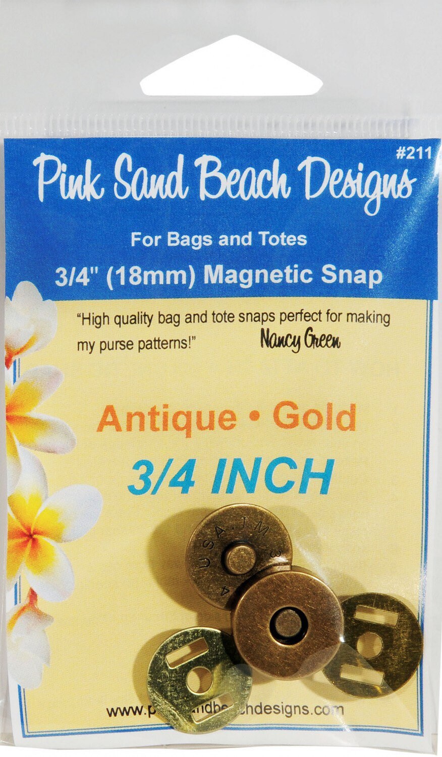 Pink Sand Beach Designs 3/4" Magnetic Snaps for Bags and Totes