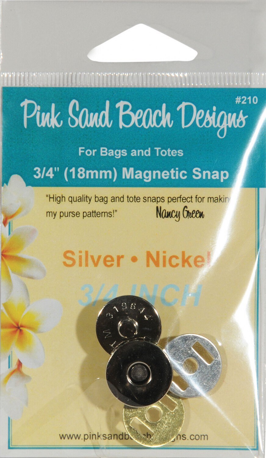 Pink Sand Beach Designs 3/4" Magnetic Snaps for Bags and Totes