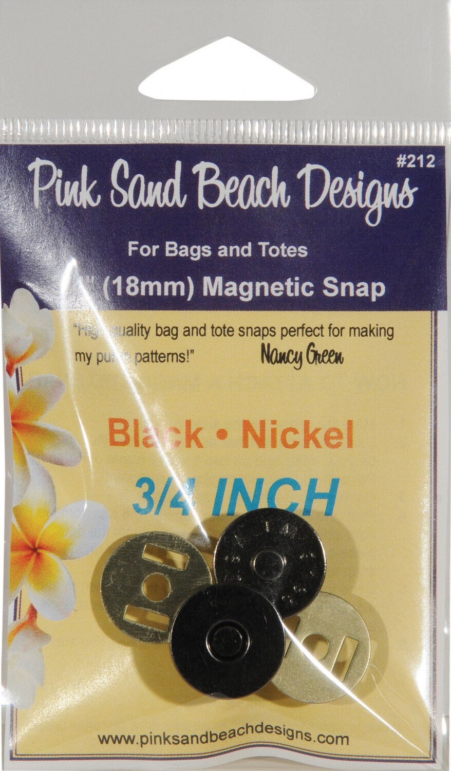 Pink Sand Beach Designs 3/4" Magnetic Snaps for Bags and Totes