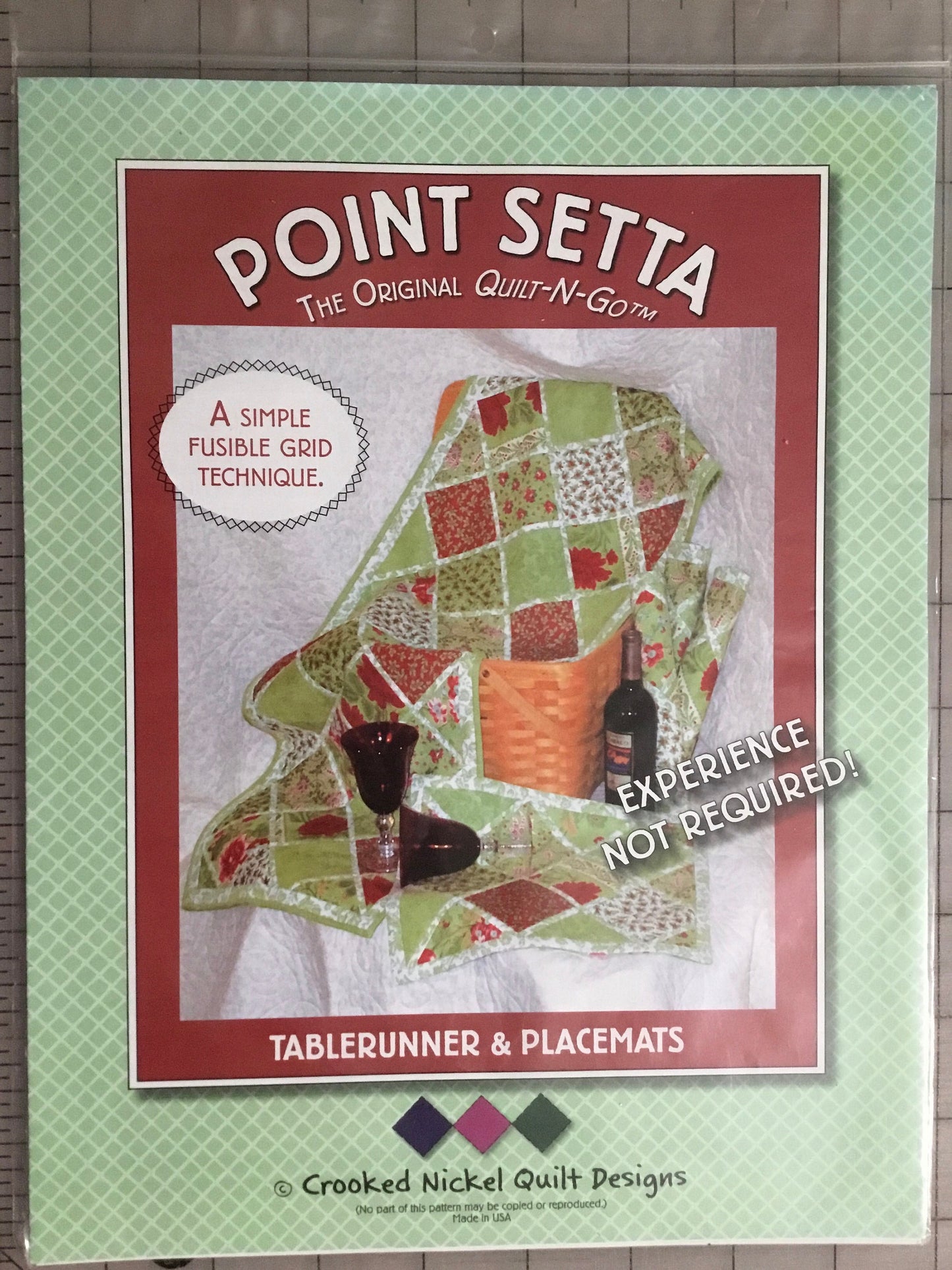 Point Setta Tablerunner and Placemats by Crooked Nickel Quilt Designs - PAPER PATTERN