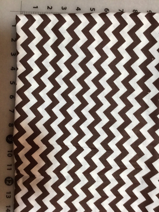 Brown and White Chevron Cotton Fabric from Checker Fabrics