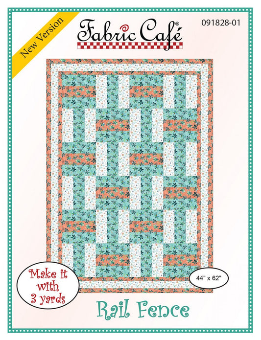 Rail Fence # FC091828-01 by Fabric Cafe 3 Yard Quilt Pattern  PAPER PATTERN