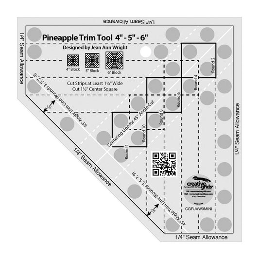 Creative Grids Pineapple Trim Tool Mini Quilt Ruler # CGRJAW3MINI