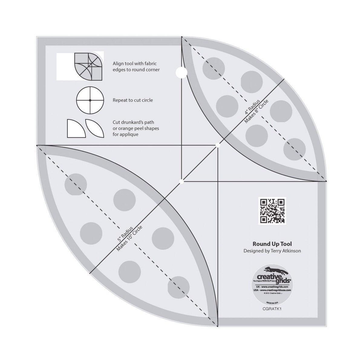 Creative Grids Round Up Tool and Quilting Ruler # CGRATK1