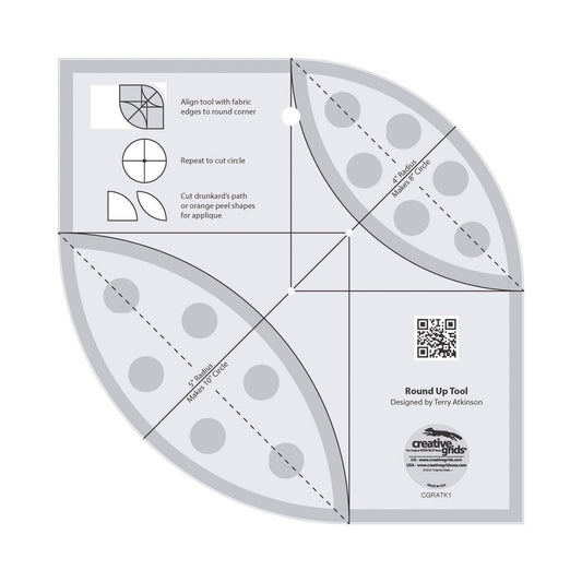 Creative Grids Round Up Tool and Quilting Ruler # CGRATK1