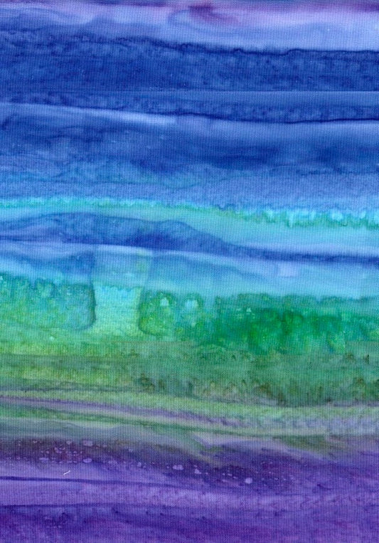 235 Venus, Cattails & Moon Bayou from Batik Textiles Batik Cotton Green Blue Purple