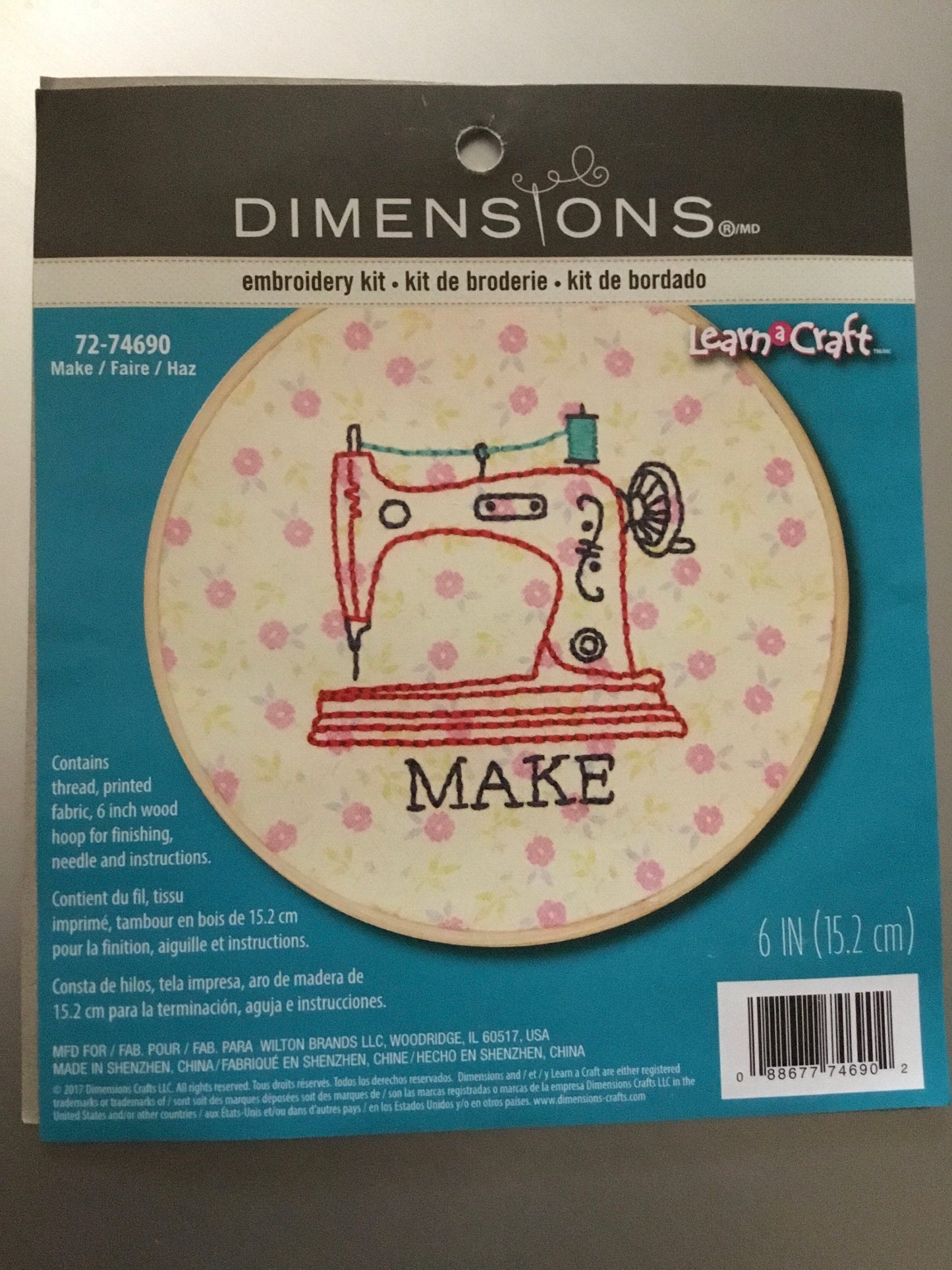 Make Embroidery Kit by Dimensions - 6" Diameter Hoop 72-74690 Learn a Craft