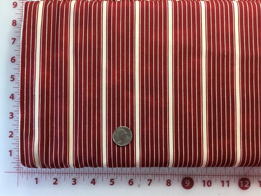 South Sea Imports Burgundy and Cream Stripe Cotton Fabric 1403-331