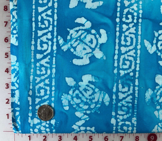 Blue Turquoise Turtle Batik Fabric by Troy Gold Crown Collection