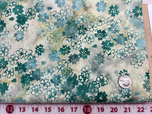 Juniper in Green Flowers Batik by Hoffman Fabrics F2020 -476