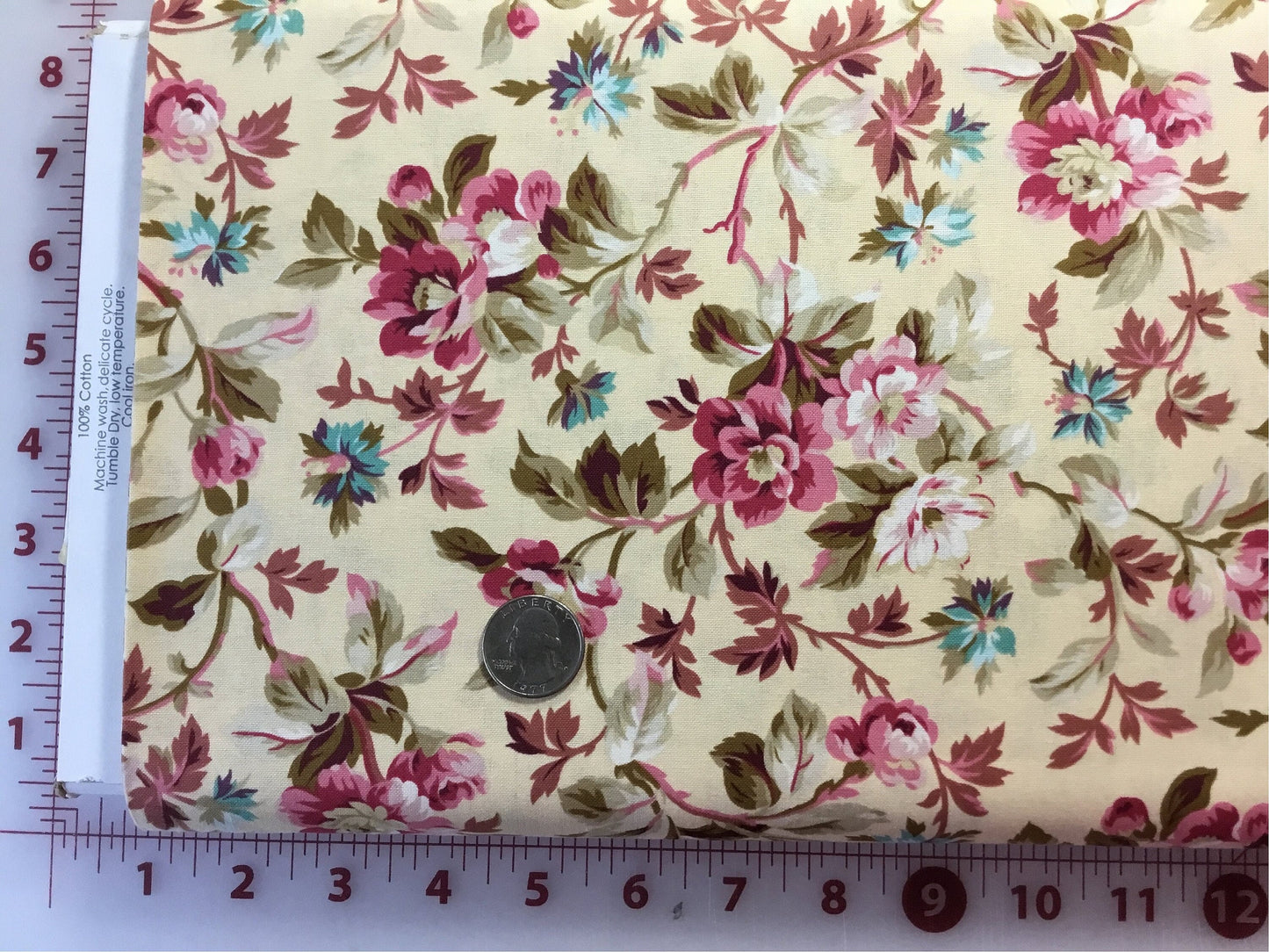 Rose Hill Lane Pink Flowers Vine Cotton Fabric by Robyn Pandolph for RJR Fabrics 1864