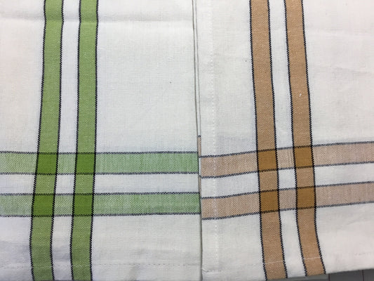 Kitchen Tea Towels Lime Green/Cream or Pumpkin/Cream with Strip 20' X 28" Cotton by Dunroven House