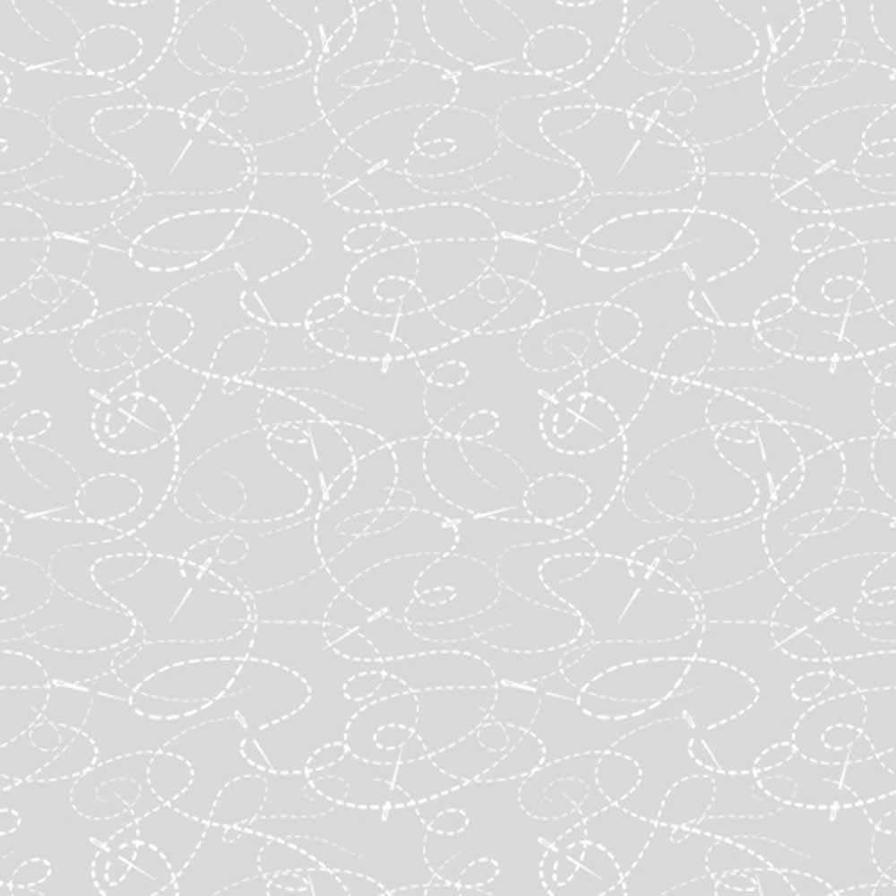 Needles and Thread White with Gray Background 108" Wide Backing by Studio E 3178-90