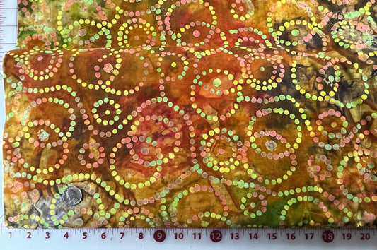 111419 Timeless Treasures Batik Tiki Circles is in Yellow, Orange, Green and  Pink