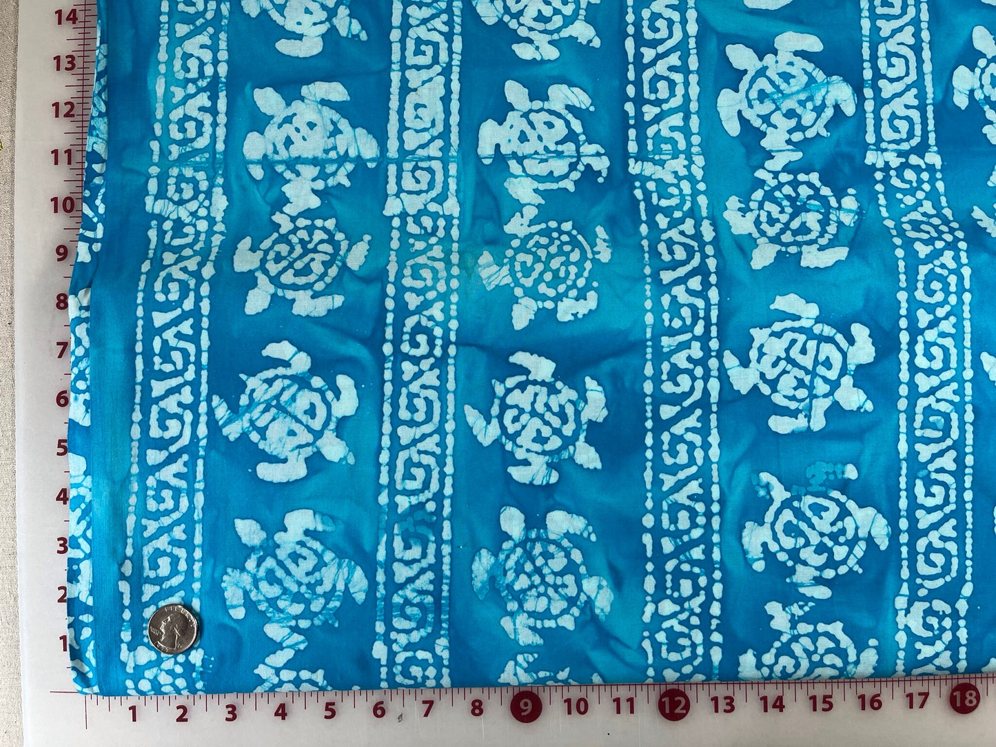 Blue Turquoise Turtle Batik Fabric by Troy Gold Crown Collection