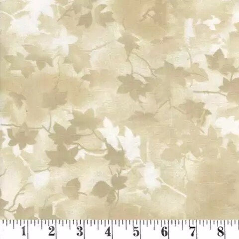 Beige and Cream Vines and Leaves 108" Wide Backing Cotton by Ro Gregg for Fabri-Quilt, Inc 183-133970